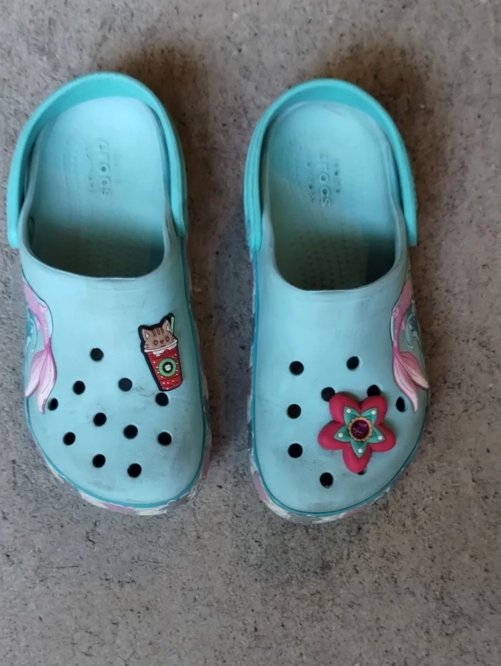 Crocs Mint Marine Mermaid Ocean Sea Dolphin Jiblets Child Size 13